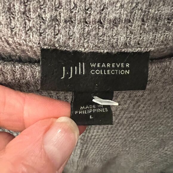 J. Jill Wearever Collection Boxy Drop Shoulder Top Sz Large Waffle Weave Gray - Picture 6 of 12